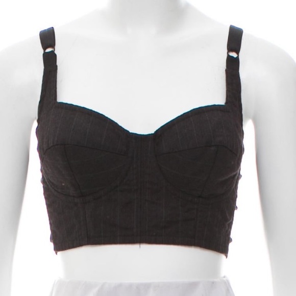 Dolce & Gabbana Dark Gray Pinstripe Cropped Bustier corset bra top IT42 | US 6 M - Picture 3 of 16